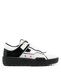 weiße und schwarze Leder niedrige Sneakers von Moncler