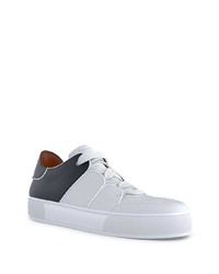 weiße und schwarze Leder niedrige Sneakers von Ermenegildo Zegna XXX