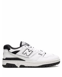 weiße und schwarze Leder niedrige Sneakers von New Balance