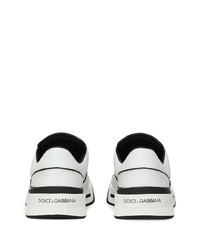 weiße und schwarze Leder niedrige Sneakers von Dolce & Gabbana