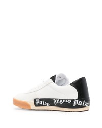 weiße und schwarze Leder niedrige Sneakers von Palm Angels