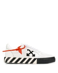 weiße und schwarze Leder niedrige Sneakers von Off-White