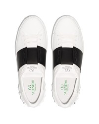 weiße und schwarze Leder niedrige Sneakers von Valentino Garavani