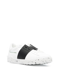 weiße und schwarze Leder niedrige Sneakers von Valentino Garavani