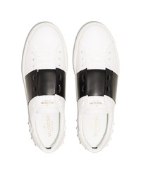 weiße und schwarze Leder niedrige Sneakers von Valentino Garavani