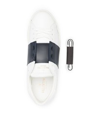 weiße und schwarze Leder niedrige Sneakers von Valentino Garavani