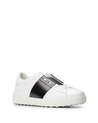 weiße und schwarze Leder niedrige Sneakers von Valentino Garavani