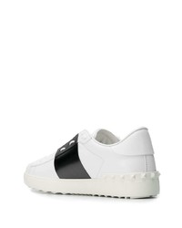 weiße und schwarze Leder niedrige Sneakers von Valentino Garavani