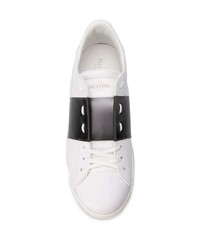 weiße und schwarze Leder niedrige Sneakers von Valentino Garavani