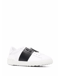 weiße und schwarze Leder niedrige Sneakers von Valentino Garavani