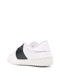 weiße und schwarze Leder niedrige Sneakers von Valentino Garavani