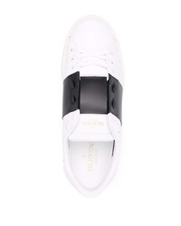 weiße und schwarze Leder niedrige Sneakers von Valentino Garavani