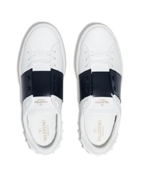 weiße und schwarze Leder niedrige Sneakers von Valentino Garavani