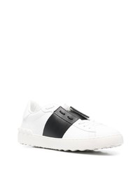 weiße und schwarze Leder niedrige Sneakers von Valentino Garavani