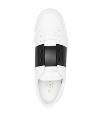 weiße und schwarze Leder niedrige Sneakers von Valentino Garavani