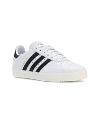 weiße und schwarze Leder niedrige Sneakers von adidas