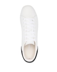 weiße und schwarze Leder niedrige Sneakers von Raf Simons