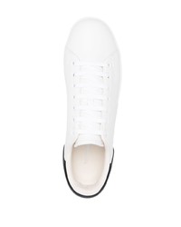 weiße und schwarze Leder niedrige Sneakers von Raf Simons