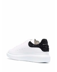 weiße und schwarze Leder niedrige Sneakers von Alexander McQueen