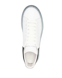 weiße und schwarze Leder niedrige Sneakers von Alexander McQueen