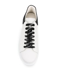 weiße und schwarze Leder niedrige Sneakers von Alexander McQueen