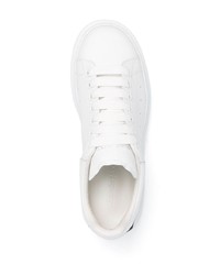 weiße und schwarze Leder niedrige Sneakers von Alexander McQueen