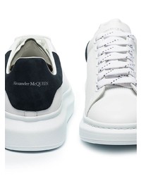 weiße und schwarze Leder niedrige Sneakers von Alexander McQueen