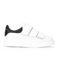 weiße und schwarze Leder niedrige Sneakers von Alexander McQueen