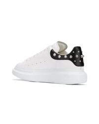 weiße und schwarze Leder niedrige Sneakers von Alexander McQueen