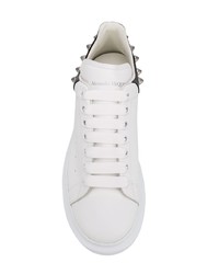 weiße und schwarze Leder niedrige Sneakers von Alexander McQueen