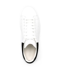 weiße und schwarze Leder niedrige Sneakers von Alexander McQueen