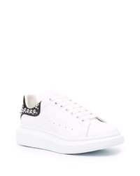 weiße und schwarze Leder niedrige Sneakers von Alexander McQueen