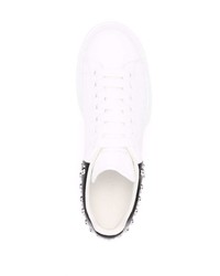 weiße und schwarze Leder niedrige Sneakers von Alexander McQueen