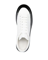 weiße und schwarze Leder niedrige Sneakers von Alexander McQueen