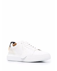 weiße und schwarze Leder niedrige Sneakers von Buscemi