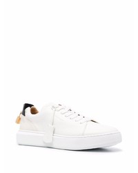 weiße und schwarze Leder niedrige Sneakers von Buscemi