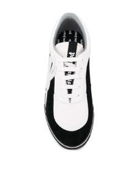 weiße und schwarze Leder niedrige Sneakers von Palm Angels