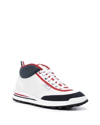 weiße und schwarze Leder niedrige Sneakers von Thom Browne