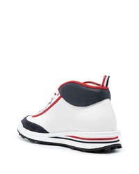 weiße und schwarze Leder niedrige Sneakers von Thom Browne