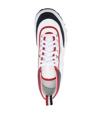 weiße und schwarze Leder niedrige Sneakers von Thom Browne