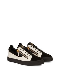 weiße und schwarze Leder niedrige Sneakers von Giuseppe Zanotti