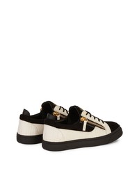 weiße und schwarze Leder niedrige Sneakers von Giuseppe Zanotti