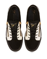 weiße und schwarze Leder niedrige Sneakers von Giuseppe Zanotti