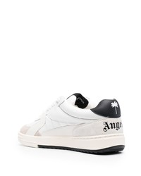 weiße und schwarze Leder niedrige Sneakers von Palm Angels