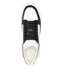 weiße und schwarze Leder niedrige Sneakers von Alexander McQueen