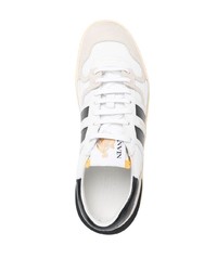 weiße und schwarze Leder niedrige Sneakers von Lanvin