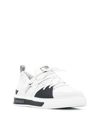 weiße und schwarze Leder niedrige Sneakers von Roberto Cavalli