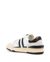 weiße und schwarze Leder niedrige Sneakers von Lanvin