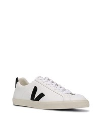 weiße und schwarze Leder niedrige Sneakers von Veja