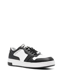 weiße und schwarze Leder niedrige Sneakers von Calvin Klein Jeans